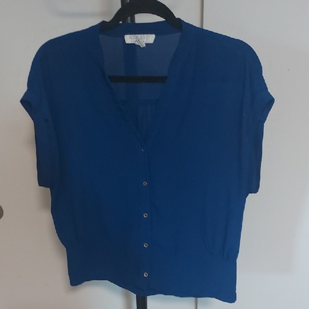 Forever 21 Royal Blue Short Sleeve Blouse